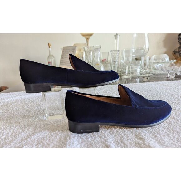 NWOT   J Jill blue velvet Gabrielle leather Slip On Loafers   Sz 7.5 - Picture 8 of 9